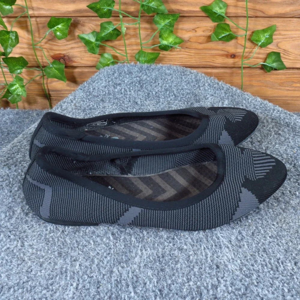 Skechers Cleo Wham Women Ballet Flat Size 7 Comfort Work Shoe Black Charcoal